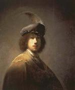 Rembrandt van rijn Self-Portrait with Plumed Beret painting